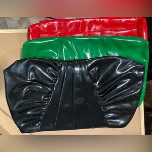3 Colors Vintage Patent Leather Oversized Clutch Purses